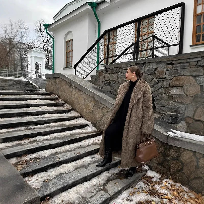 Women's Faux Fur Long Overcoat