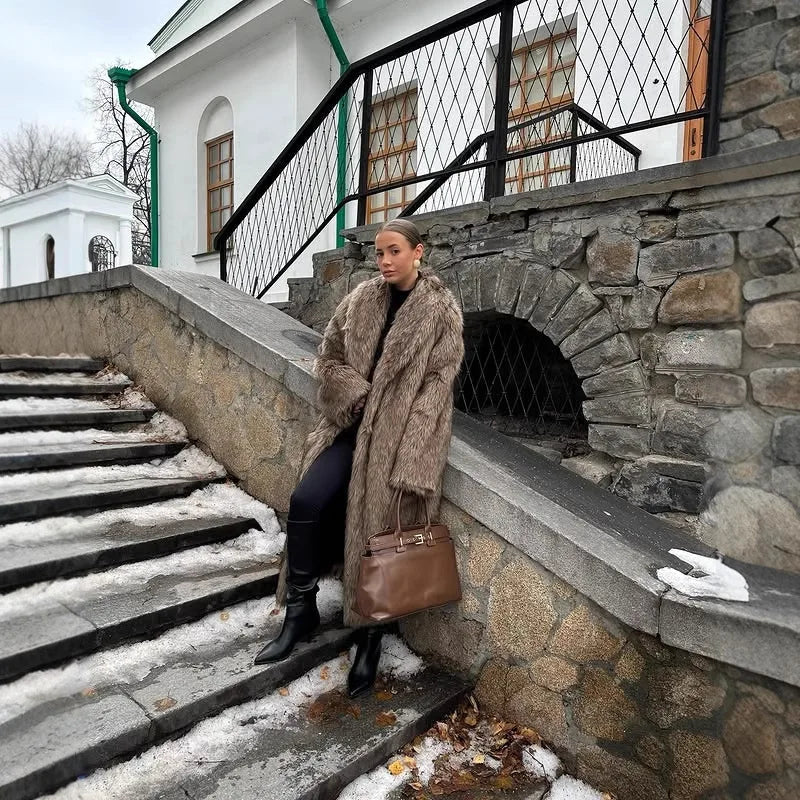 Women's Faux Fur Long Overcoat