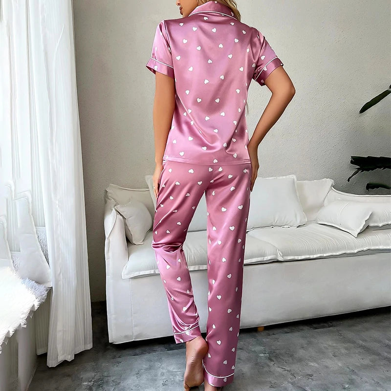 Women's Heart Print Pajama Set