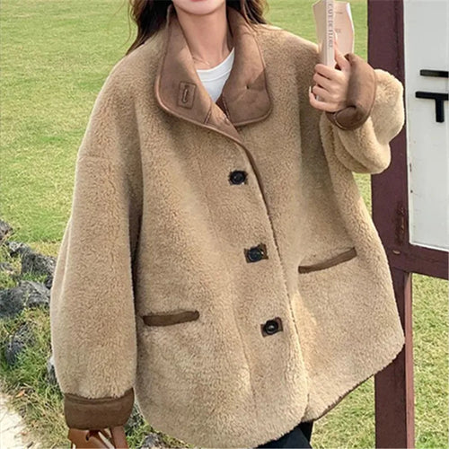 Retro Lamb Wool Coat for Women