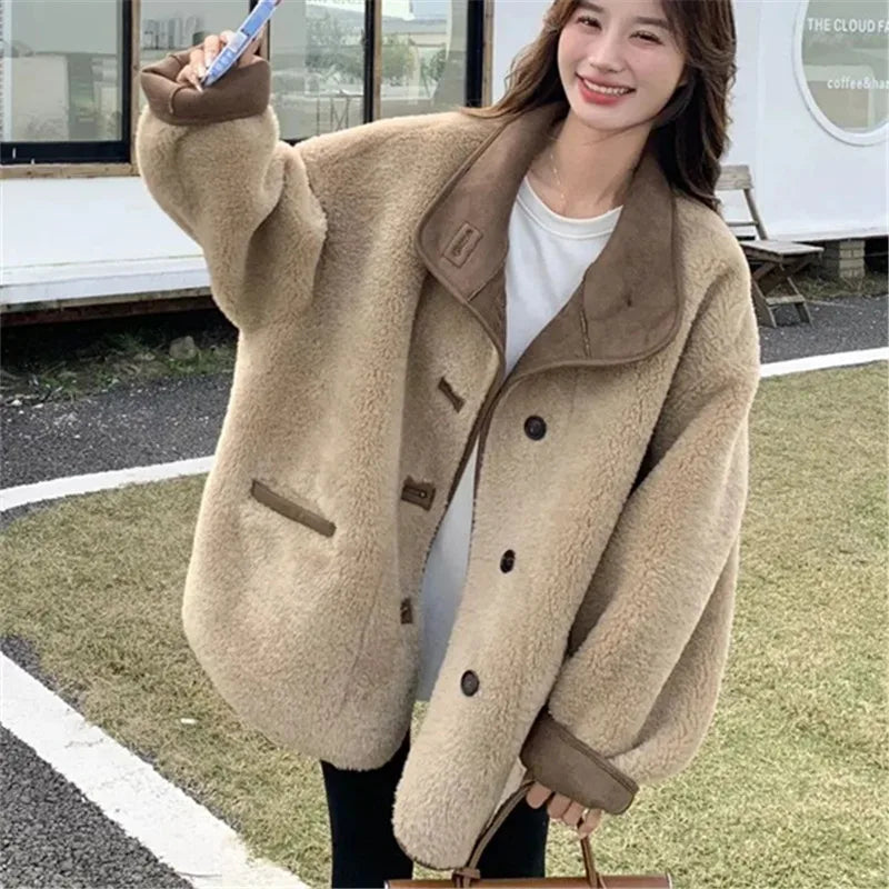 Retro Lamb Wool Coat for Women