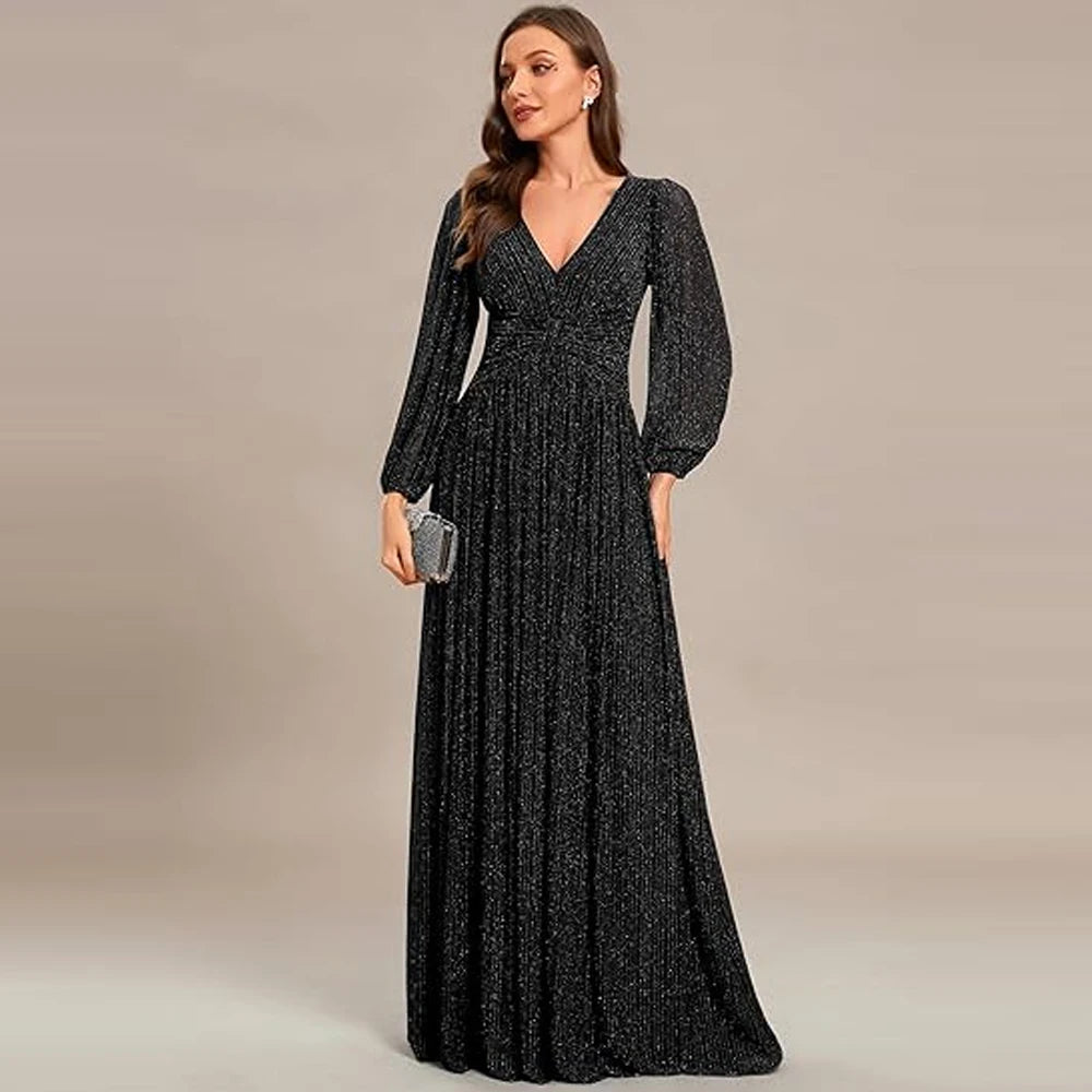 Women A-Line Glitter Formal Dress