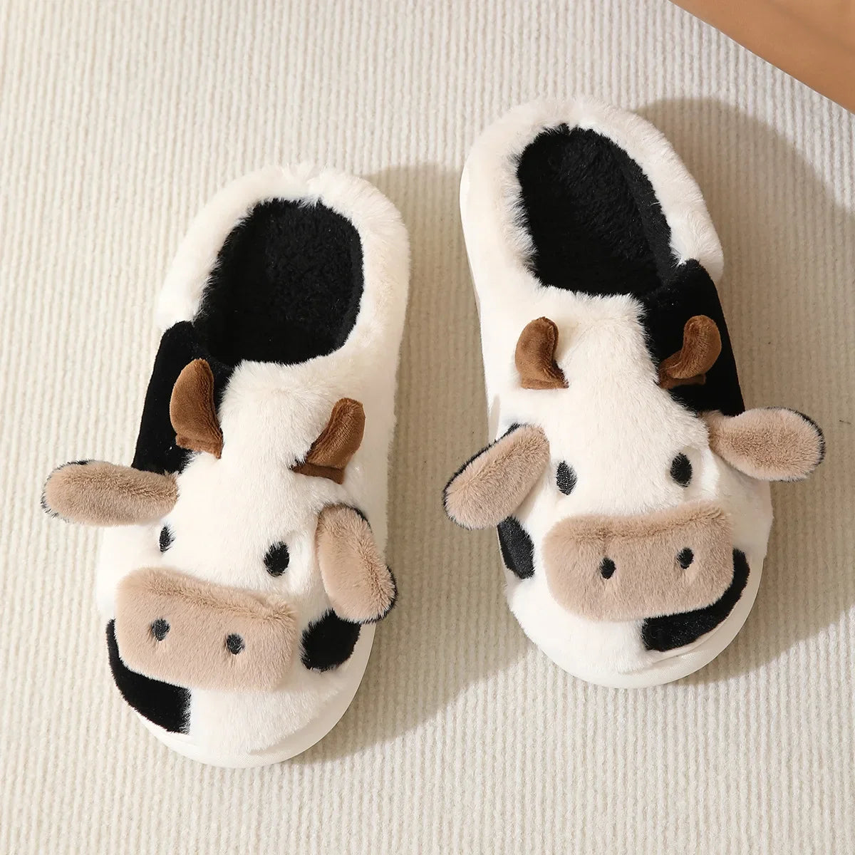 Winter Women Warm Cow Slippers
