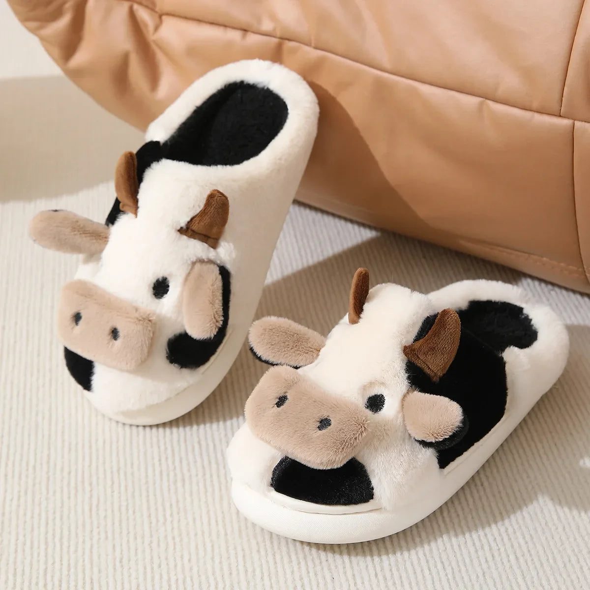Winter Women Warm Cow Slippers