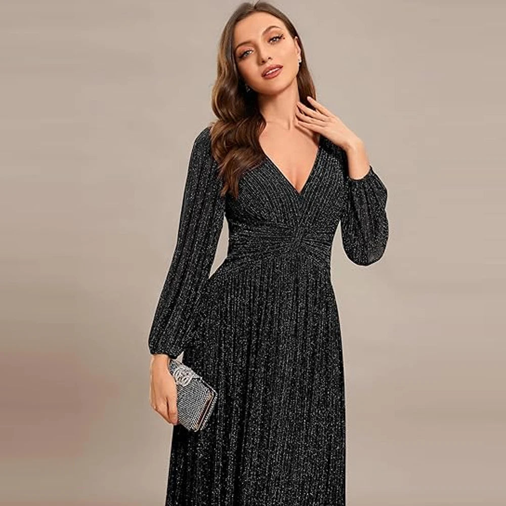 Women A-Line Glitter Formal Dress