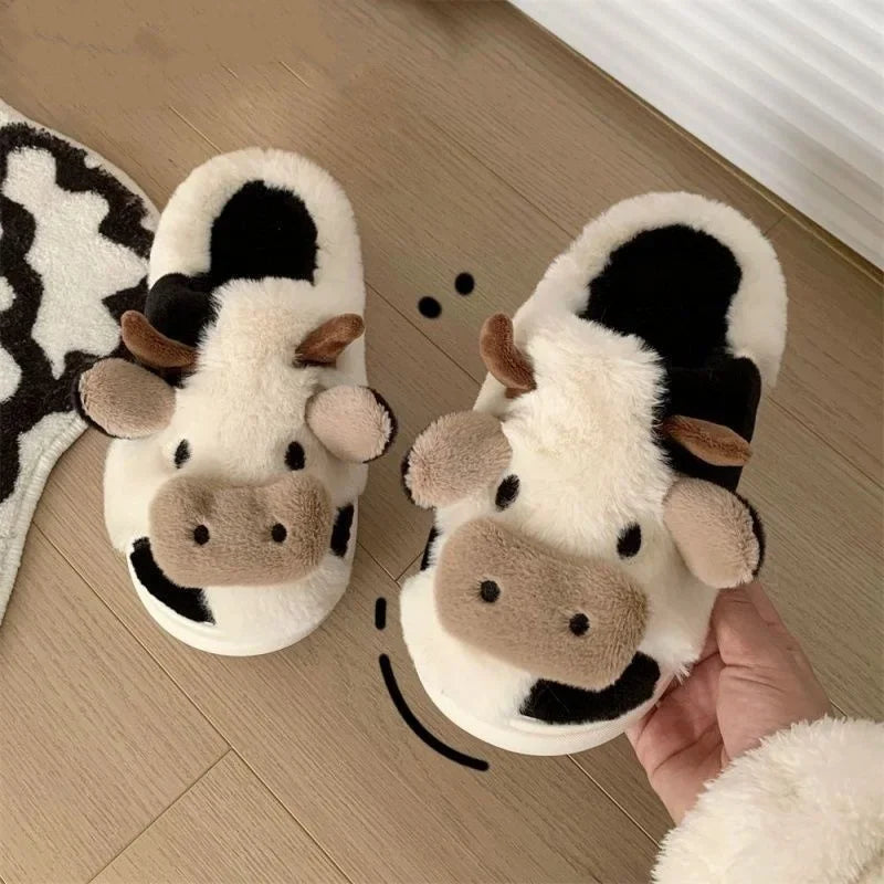 Winter Women Warm Cow Slippers
