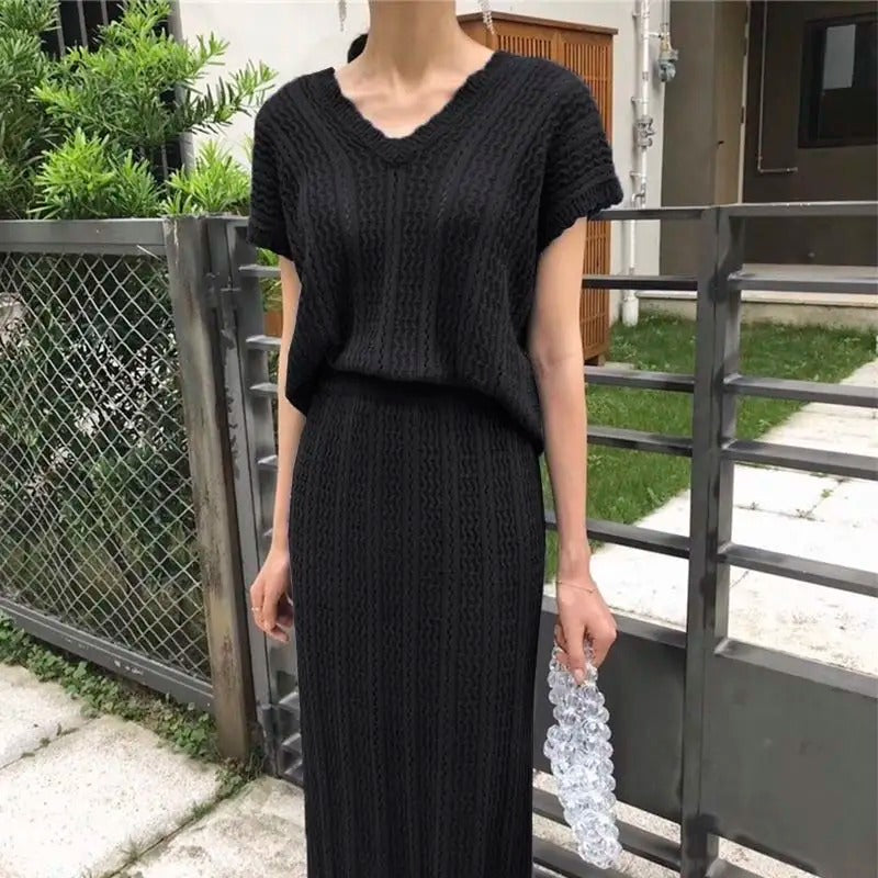 Womens Summer Knitted Two Pieces Set