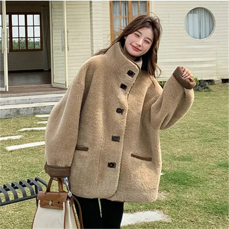 Retro Lamb Wool Coat for Women