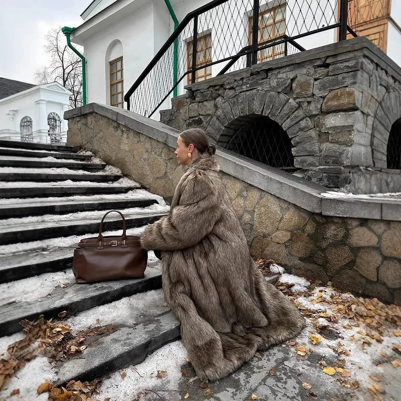 Women's Faux Fur Long Overcoat