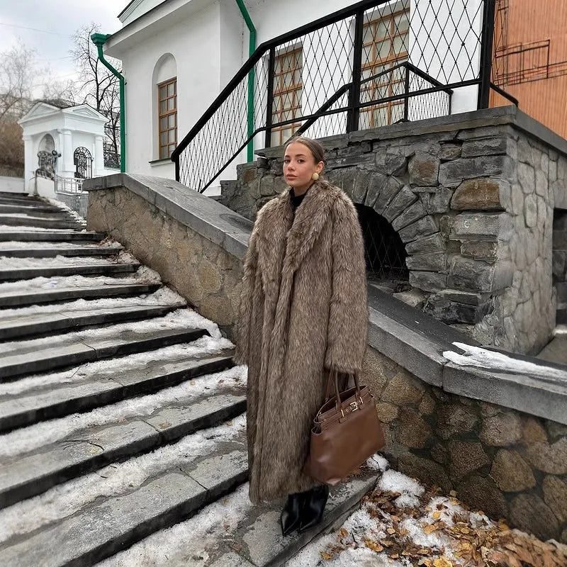 Women's Faux Fur Long Overcoat