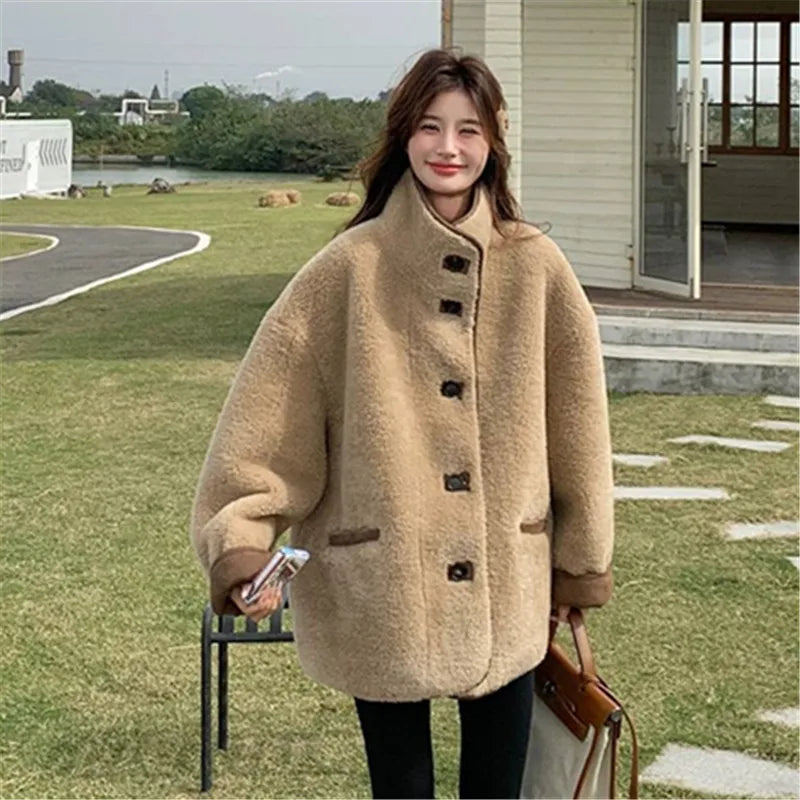 Retro Lamb Wool Coat for Women