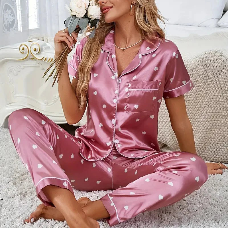Women's Heart Print Pajama Set